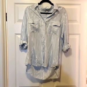 Button up blouse express light blue striped
